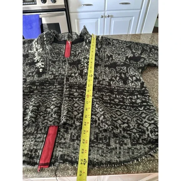 Free People whimsical Womens S over sized Black Gray Lace Pull Over Hoodie - Picture 3 of 10